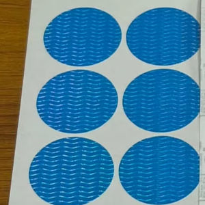 Etiqueta Adhesiva de Papel Transparente Azul con Patrón Holográfico Redondo para Etiquetas de Embalaje y Protección de Marca - Product Image 1