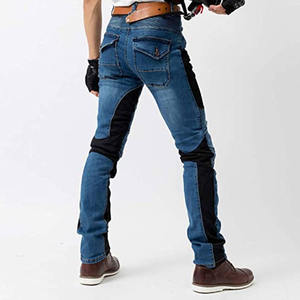 Jeans en denim ajustés unisexes personnalisables, taille plus, extensibles, fermeture à boutons, protection pour la conduite à moto, hiver et été - Product Image 6