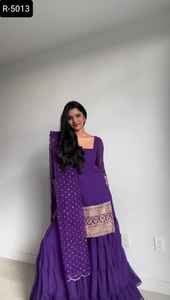 <b>Indian</b> Pakistani Style Salwar Kameez Readymade Sharara Suit with Fancy Faux Georgette Suit <b>for</b> Wedding and Traditional Wear Suit - Product Image 4