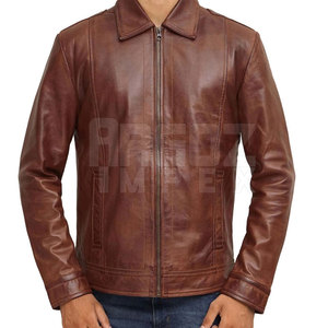 แจ็กเก็ตหนังสำหรับผู้ชายสีทึบแจ็กเก็ตหนังฤดูหนาวสไตล์สตรีทแจ็กเก็ตหนังสำหรับผู้ชาย - Product Image 3