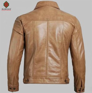 Chaqueta de Cuero Estilo Bomber Vintage para Hombre, Hecha a Mano, Color Marrón Café, Estilo Motociclista, Corte Ajustado - Product Image 6