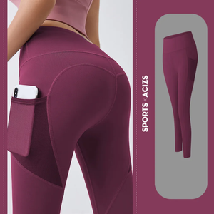 Mallas de Yoga de cintura alta elástica para mujer de servicio OEM Premium, pantalones para gimnasio, ropa deportiva, mallas de Yoga de bolsillo sin costuras para mujer - Product Image 6