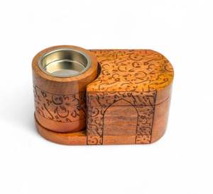 Brûleur d'encens en bois de manguier imprimé de Style dame de luxe Bakhoor Mubakhara imprimé à la main pour diffuseur d'aromathérapie à usage religieux à la maison - Product Image 1