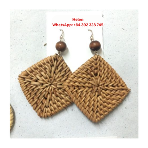 PENDIENTES DE RATTAN VENTA CALIENTE ARTESANÍA-ACCESORIOS DE ESTILO BOHO DE RATTAN VENTA BARATA MUESTRA GRATIS - Product Image 3