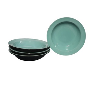 Ensemble d'assiettes d'appoint en céramique de poterie de studio fantaisie de couleur bleue assiette à salade Maggie de soupe du fabricant indien de forme ronde - Product Image 2