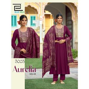 Conjunto Kurti para Mujer en Tela de Rayón con Pantalón Kurti y Adorno en el Cuello, Conjunto Kurti con Dupatta, Conjunto Kurti para Mujer - Product Image 1