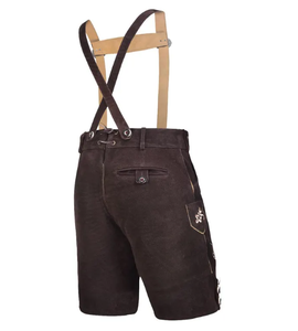 Pantalones de cuero bávaro para hombre de calidad superior Tirantes ajustables Lederhosen tradicionales Bordado oscuro medio genuino - Product Image 3