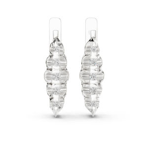 14K White Gold Everyday Wear Drop <b>Earrings</b> with Round Lab-Grown Diamonds Minimalist Luxury Certified Office Elegant <b>Fine</b> - Product Image 1