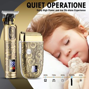 Tondeuse à cheveux électrique sans fil, rasoir, lames en acier inoxydable, alimentation USB, écran LCD en français, 2 têtes de rasage - Product Image 5