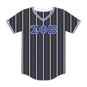 Zeta Phi Beta Maglia Gessato Nero Maglia da Baseball 100% Poliestere Maglia di Abbigliamento Sorority Maglietta con Scollo a V Ricamato Applique - Product Image 2