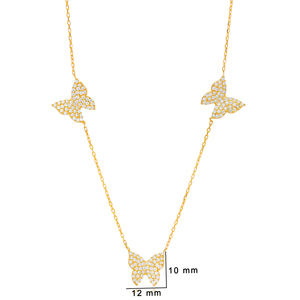 Collier en pierre de Zircon brillant avec motif Animal à Triple papillon, fait à la main, bijoux en argent Sterling 925 - Product Image 2