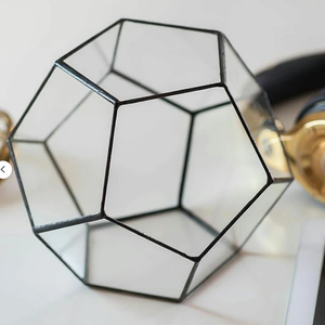 Customized <b>Small</b> Geometric Glass Terrarium Colorful Frosted Amber Black Clear Valentine Print Handmade Silk Metal Cylinder - Product Image 2