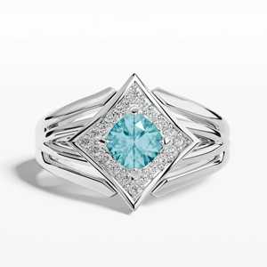 Soulful Water Ring Aquamarine 925 Sterling Silver Ring With Moissanite Sidestone Elegant Designer Fine Jewelry For Women - Product Image 1