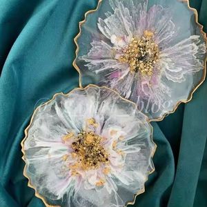 Sous-verres en résine de luxe faits à la main tampons carrés de couleur personnalisables pour ensemble de table de cuisine - Product Image 1