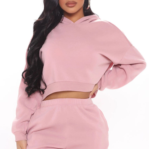 Sudadera con capucha y logotipo personalizado para mujer, Jogger, ropa deportiva de lana de 2 piezas, ropa de calle de invierno ecológica, conjuntos de chándal - Product Image 3