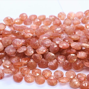 Nouvelle arrivée pierre de soleil à facettes en forme de coeur perles de briolette en vrac 6-7mm perles de pierre naturelle pour la fabrication de bijoux au prix de gros - Product Image 5