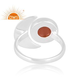 Plata de ley fina de alta calidad, piedra de luna de melocotón Natural, piedra preciosa, piedra de media luna, anillo ajustable, fabricante de joyería personalizada - Product Image 4