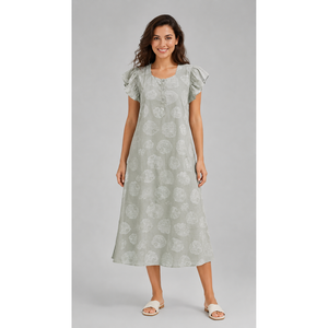 Evolove X Venus Camisón Corto de Rayón Muslin Dobby con Textura Floral para Mujer - Suave y Transpirable Talla XL (SNGDB111OG) - Product Image 4