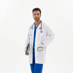 Bata de laboratorio blanca de manga larga para hombre, ropa de trabajo de laboratorio, cuello de solapa, blusa de uniforme de enfermera con botones - Product Image 5