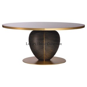 Table basse décorative en métal en forme de corne pour la maison et l'hôtel Base et support d'ombre antique en laiton avec dessus en verre transparent - Product Image 3