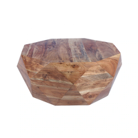 Table basse décorative moderne en forme de diamant en bois d'acacia massif brun finition naturelle pour salon et bureau à domicile