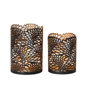 Wholesale Handcrafted Metal Cutwork Votive Holder Decorative Bronze Finish Floral Pattern <b>Tealight</b> <b>Candle</b> Lantern For Home Decor - Product Image 3