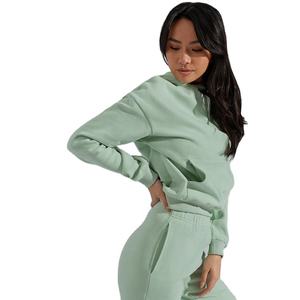 Sudadera con capucha de entrenamiento de franela de invierno recortada para mujer Patrón sólido Impresión digital Puff Estampado Fábrica al por mayor Fabricante verificado - Product Image 4