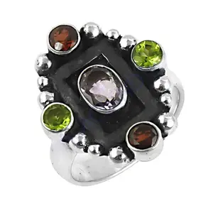 Women's Trendy 925 <b>Silver</b> Gemstone <b>Ring</b> Classic/Religious <b>Statement</b> Jewelry Gold Plating Geometric Number Shape Inlaid Brass - Product Image 3