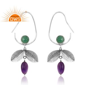Meilleure vente argent naturel améthyste et vert Onyx pierre précieuse boucle d'oreille pour les femmes bijoux personnalisés pour les femmes cadeau pour elle - Product Image 1