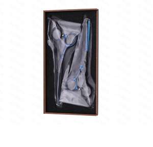 Juego de tijeras de corte y adelgazamiento de pelo negro dorado profesional Kit de peluquero de salón de peluquería de acero inoxidable con peine - Product Image 2