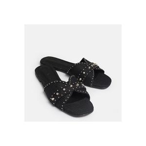 Ciabatte donna taglia grande lino nero 41-42-43-44 nero - Product Image 1