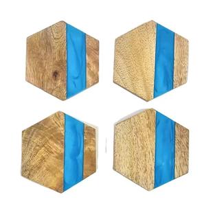 Posavasos de madera y resina para escritorio y mesa Posavasos hechos a mano con colores y formas personalizados - Product Image 3