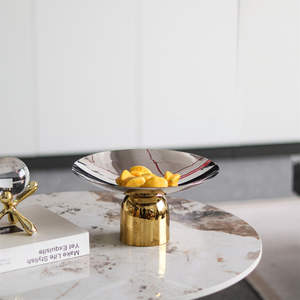 Metal Decorative Fruit Bowl Tray with Stand for Dining Table Kitchen Counter <b>Home</b> <b>Decor</b> <b>Gift</b> Hotel Restaurant Display Center Set - Product Image 4