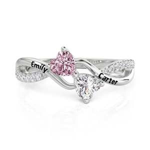 Bague de promesse personnalisée en acier inoxydable gravé avec placage or rose - Product Image 1