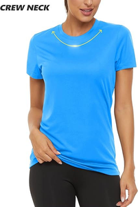 Camisetas de Invierno para Mujer, Cuello Redondo, Manga Corta, Color Sólido, Fibra de Bambú Antiarrugas, Estilo Coreano, Personalizadas - Product Image 2