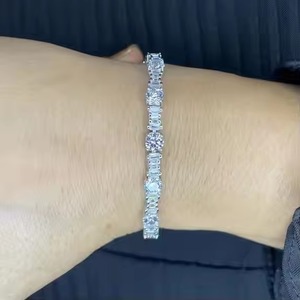 Pulsera de tenis, plata, pulsera de tenis de diamante redondo dorado, regalo de aniversario, regalo para ella/regalo de cumpleaños, hecho a mano - Product Image 4