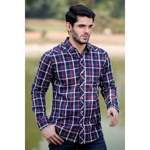 Chemise décontractée pour homme JAMES avec logo personnalisé, 100% coton, manches longues, tissu popeline, design à carreaux, taille XL - Fournisseur ODM - Product Image 1