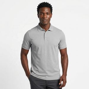 Polo en piqué de coton uni à manches courtes pour homme, coupe classique, décontracté, respirant, design tricoté, boutons sur le devant - Product Image 2