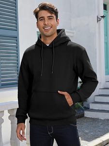 Sweat-shirt à capuche zippé pour homme, coupe classique, en polaire, avec col à capuche et poches kangourou, uni, en polyester et coton, pour l'automne et l'hiver - Product Image 3