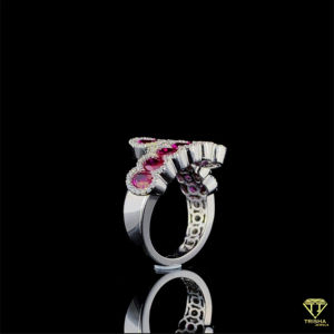 Anillo de racimo de rubí ovalado con laboratorio brillante cultivado elegante y brillante para ocasiones especiales de fiesta - Product Image 3