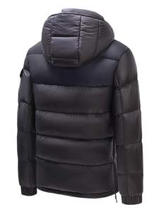 Chaqueta acolchada de invierno para hombre, venta al por mayor de alta calidad, logotipo personalizado impreso, a prueba de viento, impermeable, bolsillos con cierre de cremallera, OEM disponible - Product Image 2