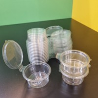 2025 Les plus vendus Vietnam fabricant PET en plastique Sauce tasses 2oz 60ml jetable à aller Sauce conteneur avec couvercle à charnière prix bon marché