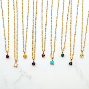 6 MM Rond Rose Topaze Quartz Pierre De Naissance Prong Set Charm Collier - Product Image 3