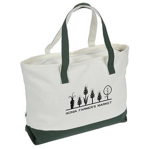 Large Cotton <b>Canvas</b> Zipper Tote Bag Eco-Friendly Solid Color Reusable Shopping Bag Custom Logo Portable All Seasons Travel Use - Product Image 1