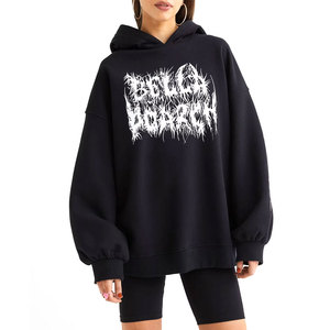 Sudadera con capucha de talla grande para mujer serigrafiada personalizada elegante forro polar sólido de gimnasio para el proveedor de impresión digital de invierno - Product Image 4