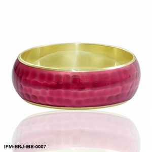 Handcrafted Hammered Brass Bangle for Women Magenta Pink Enamel Inlay <b>Bracelet</b> Boho Chic Gold Tone <b>Stacking</b> Jewelry - Product Image 1