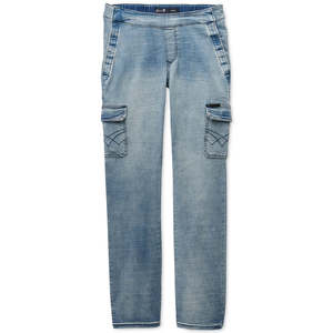 Pantaloni Cargo Skinny in Denim Stonewashed Seven7 da Uomo, Vita Bassa Adattabile con Tasche Multiple, Taglia 34X33, Blu Stile Cinese - Product Image 1