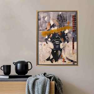 Elegant Modern Canvas Print: Abstract Woman Wall Art,Gold <b>Framed</b> - Product Image 1