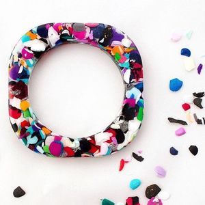 Brazalete de color resina epoxi pulsera brazalete exagerado deslumbrante Multicolor ancho Irregular cuadrado acrílico pulseras para - Product Image 3