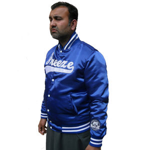 Chaqueta Bomber de satén personalizada al por mayor chaquetas Bomber de satén de seda bordadas Varsity chaqueta Varsity de béisbol para hombre - Product Image 1